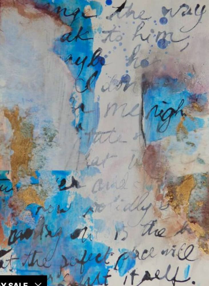Modern Abstract Blue Gold by Deb Chaney — canvas wall art