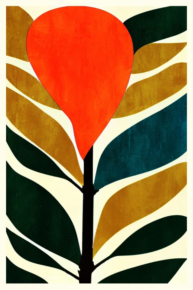 Abstract Orange Plant by Bo Anderson — canvas wall art