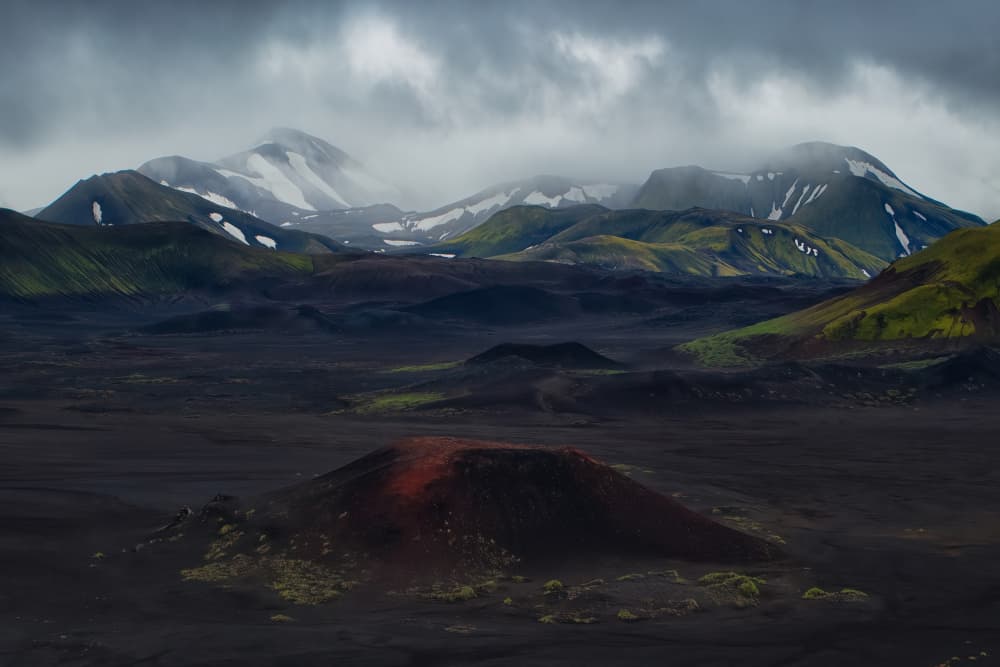 Red Volcano Iceland Landscape by Michael Zheng — canvas wall art