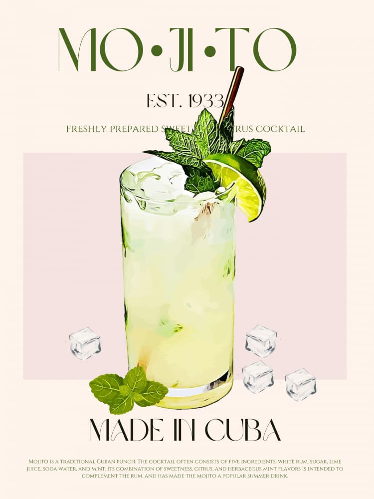 Classic Cuban Mojito by Nazma Khokhar — canvas wall art