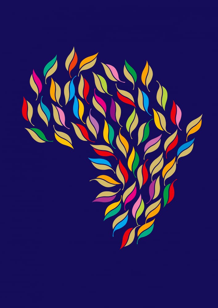 Vibrant Africa Leaf Map by Carlo Kaminski — canvas wall art