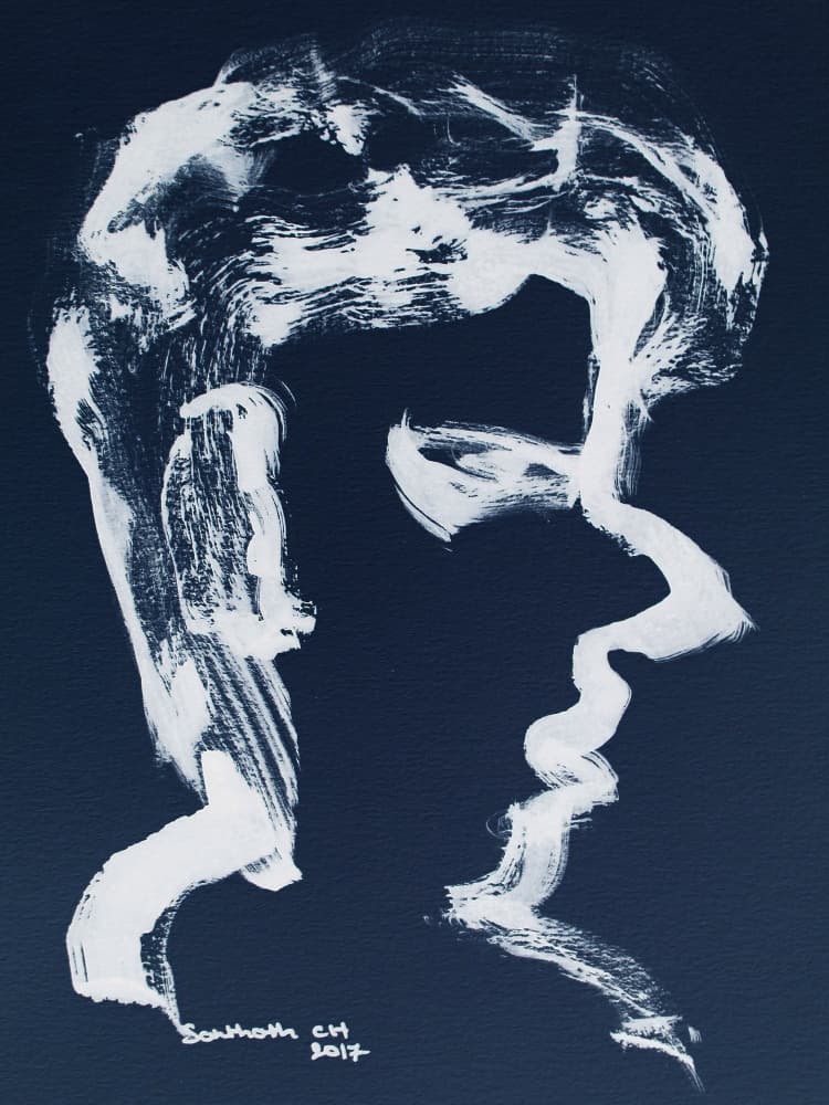 White Brushstroke Profile by Santhosh ch — canvas wall art