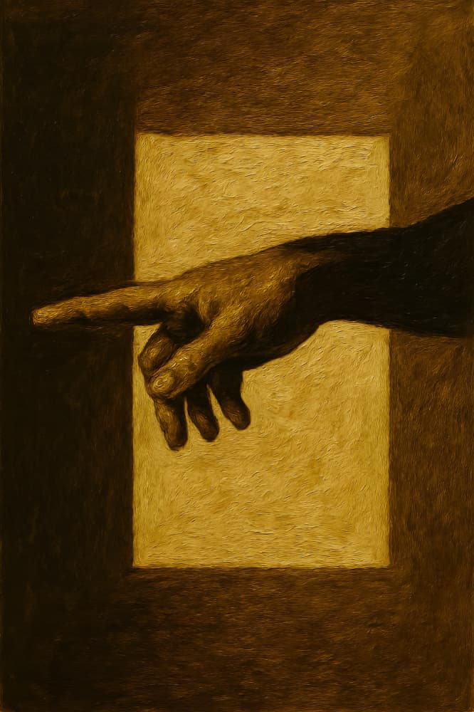 Sepia Pointing Hand by HUGO — canvas wall art