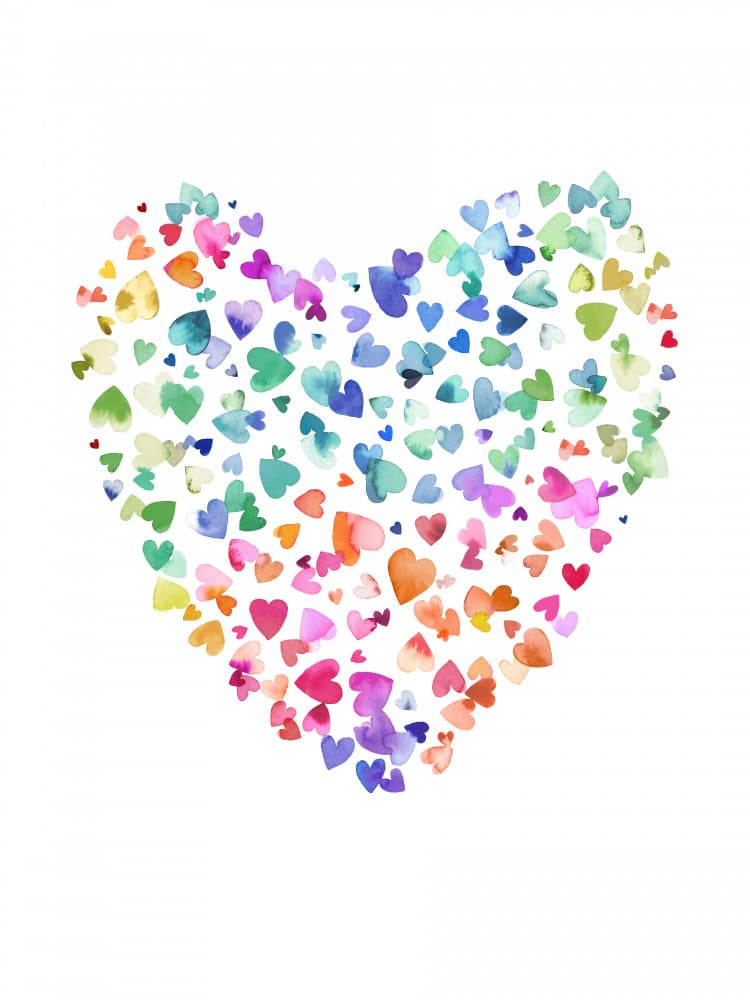Colorful Watercolor Hearts by Ninola Design — canvas wall art