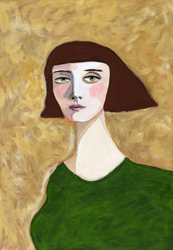 Pensive Woman Portrait by Sharyn Bursic — canvas wall art