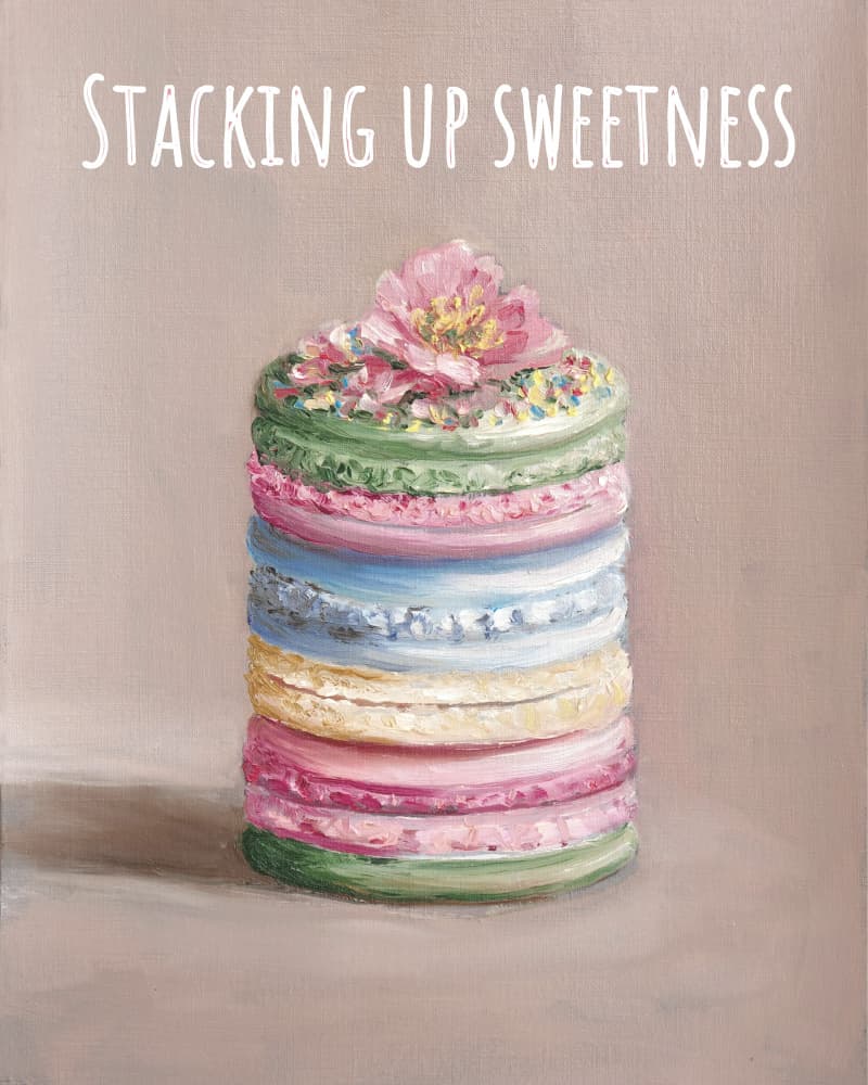 Sweet Macaron Stack by Marina Kozyr — canvas wall art