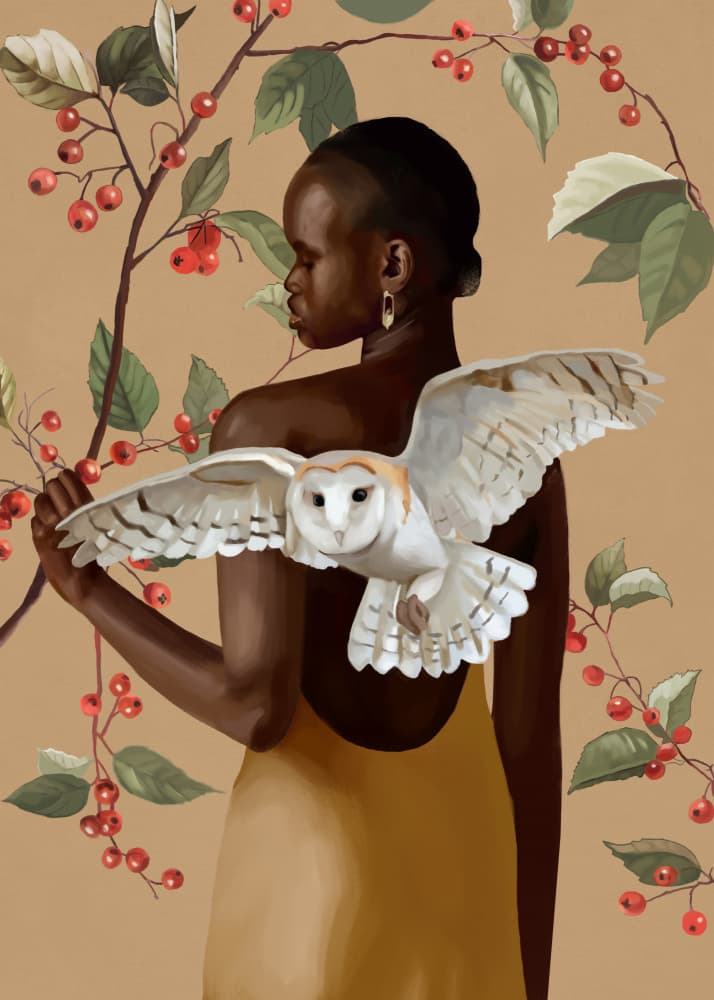 Graceful Woman Barn Owl by Nadjaa — canvas wall art