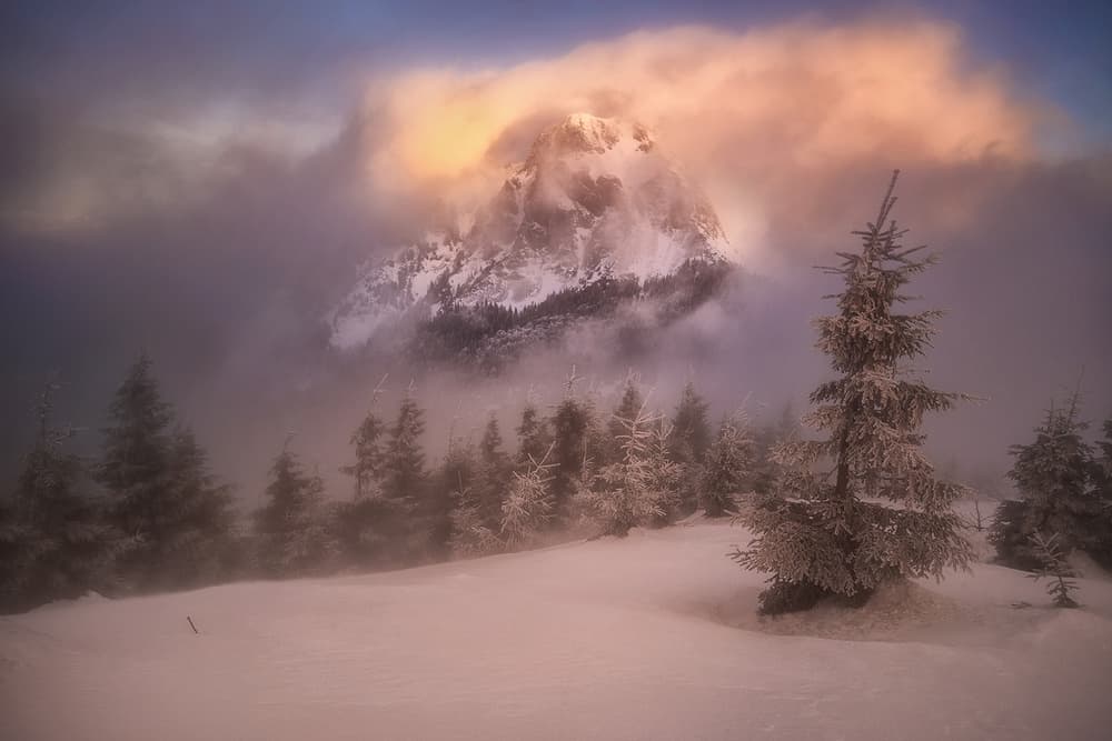 Misty Mountain Sunrise by Marian Kuric QEP — canvas wall art