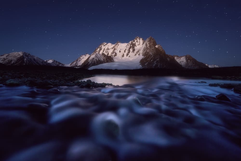 Starry Mountain Reflections by Damon Hao — canvas wall art