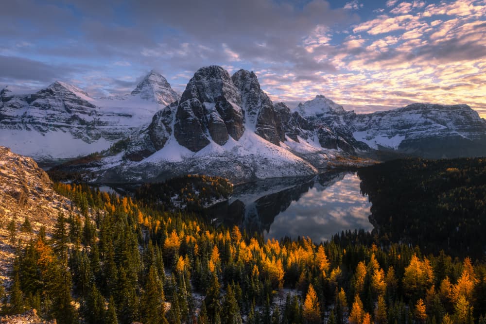 Autumn Mountain Lake Reflection by Willa Wei — canvas wall art