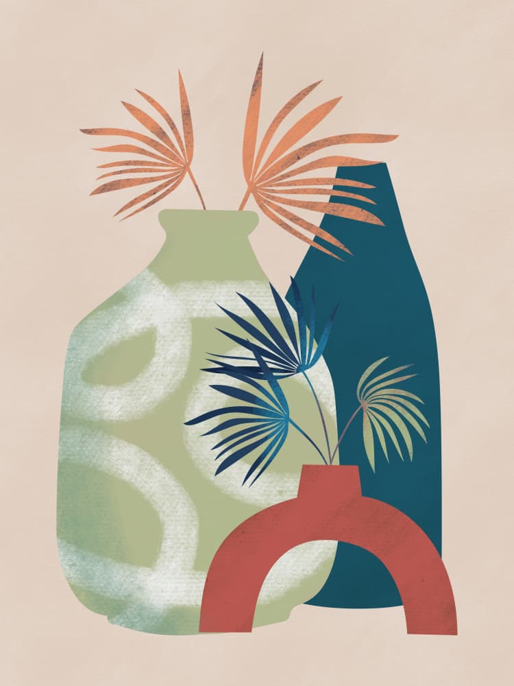 Earthy Botanical Vases by Little Dean — canvas wall art