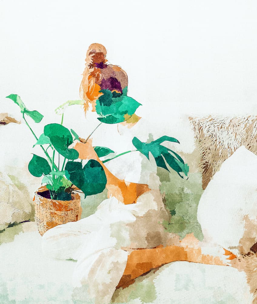 Cozy Plant Relaxation by Uma Gokhale — canvas wall art