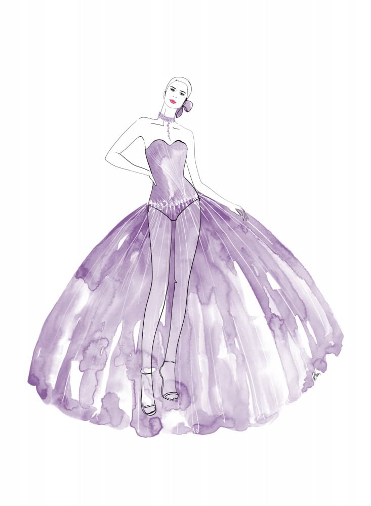 Elegant Purple Gown by Rosana Laiz Blursbyai — canvas wall art