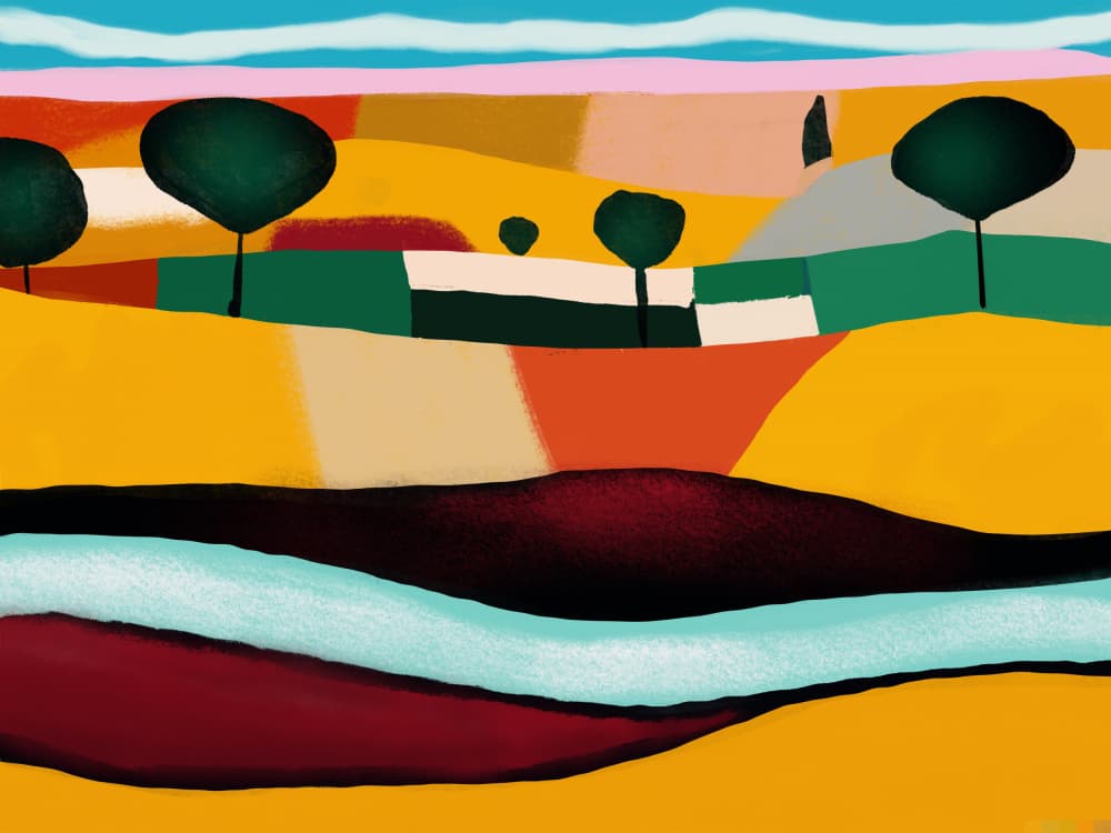 Colorful Abstract Landscape by Little Dean — canvas wall art