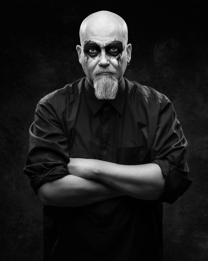 Intense Bald Man Portrait by Petri Damstén — canvas wall art