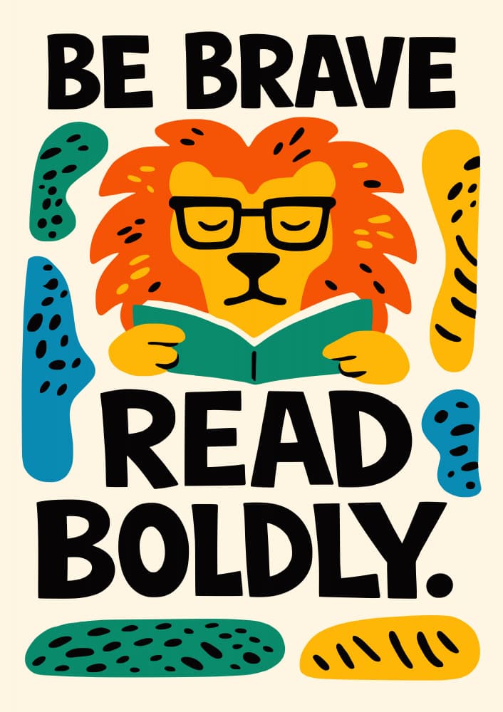 Brave Lion Reading by Patryk Krygowski — canvas wall art
