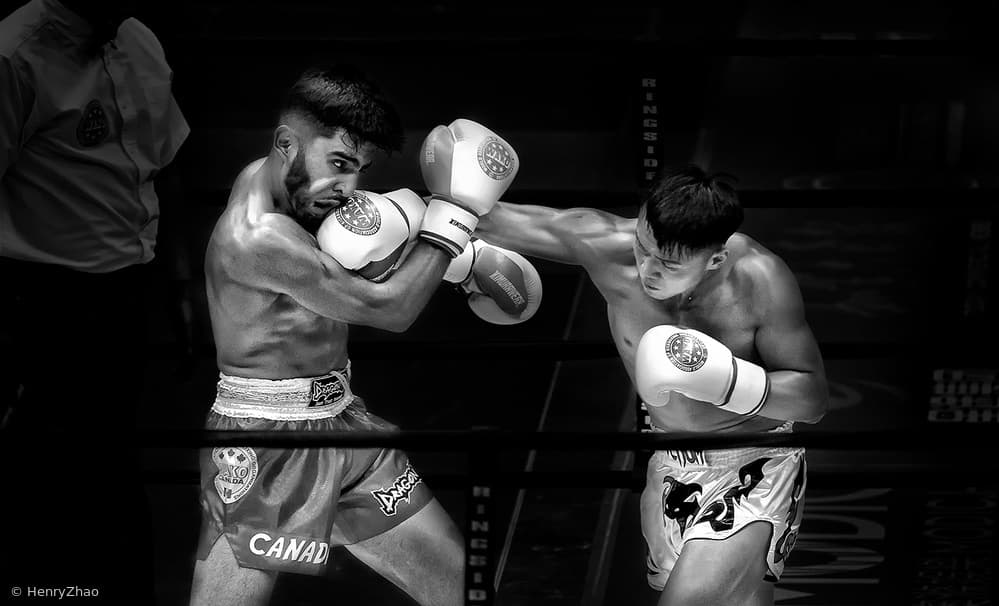 Intense Boxing Action by Henry Zhao — canvas wall art