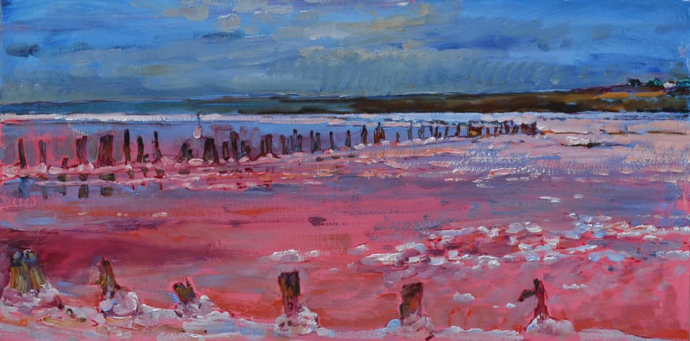 Pink Lake Reflections by Andrii Kutsachenko — canvas wall art