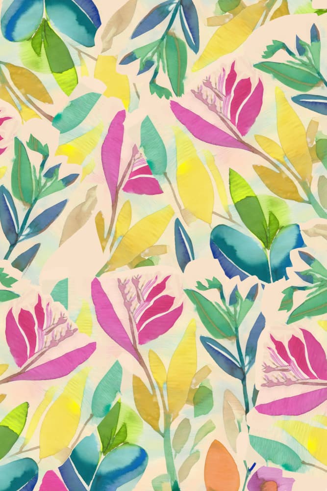 Vibrant Watercolor Botanicals by casa cartissi — canvas wall art