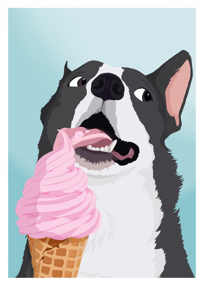 Happy Dog Ice Cream by ByKammille — canvas wall art