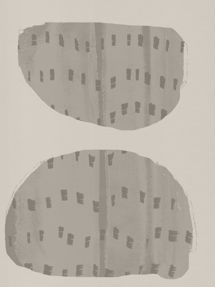 Balance – Abstract Organic Forms in Warm Grey and White by Dina Dankers — canvas wall art