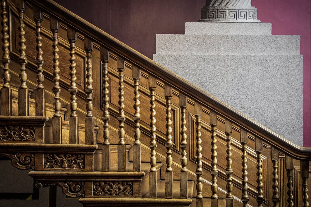 Ornate Wooden Staircase by Linda Wride — canvas wall art
