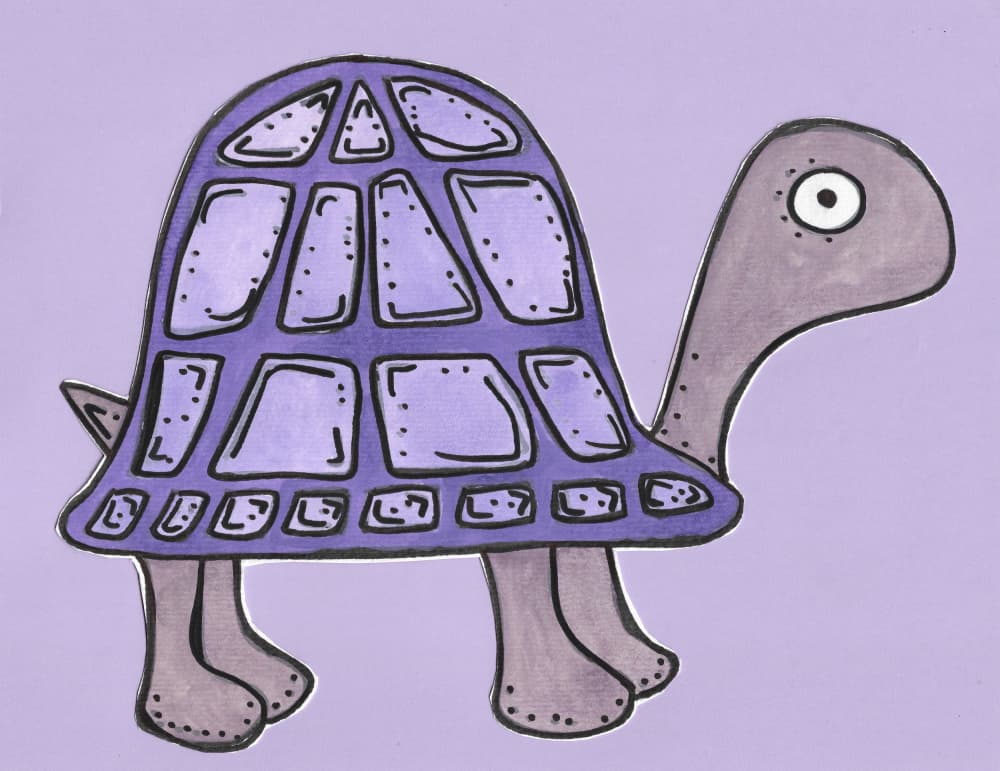 Purple Whimsical Turtle by Lerin Freyou — canvas wall art