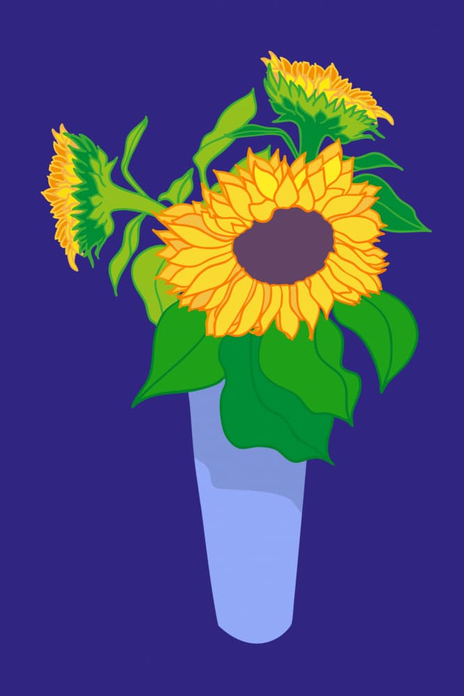 Vibrant Sunflowers In Vase by Yvonne Gustafsson — canvas wall art