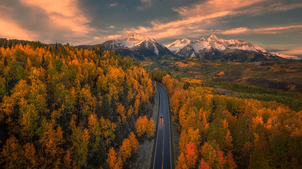 Autumn Mountain Road by Mei Xu — canvas wall art