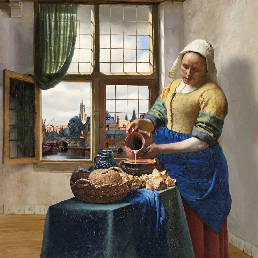 Woman Pouring Milk by Marja van den Hurk — canvas wall art