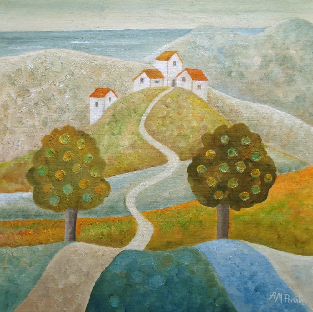 Charming Hillside Village by Angeles M. Pomata — canvas wall art