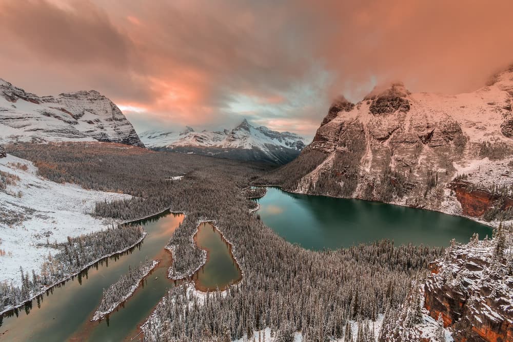 Alpine Winter Sunset Lake by David Hua — canvas wall art