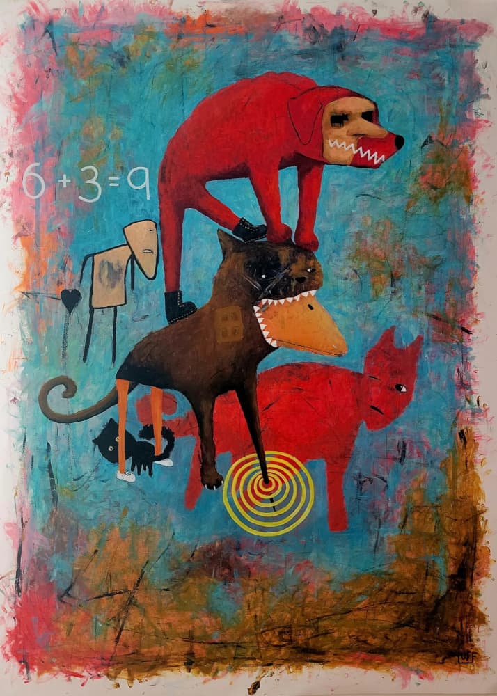 Stacked Dogs Equation by Sam Luff — canvas wall art