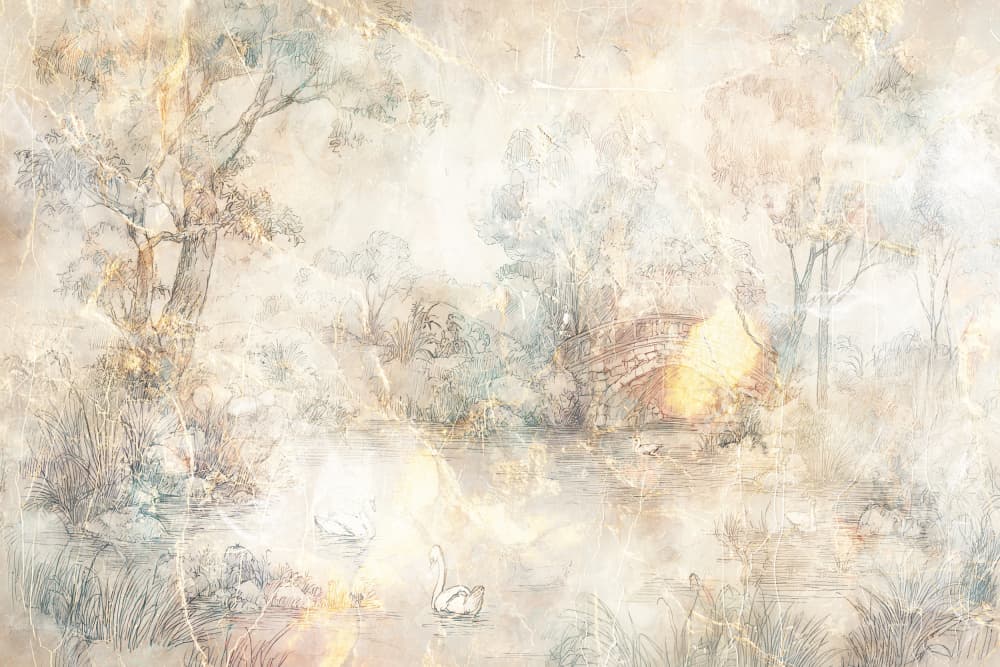 Misty Lake Swans by Rafal Kulik — canvas wall art