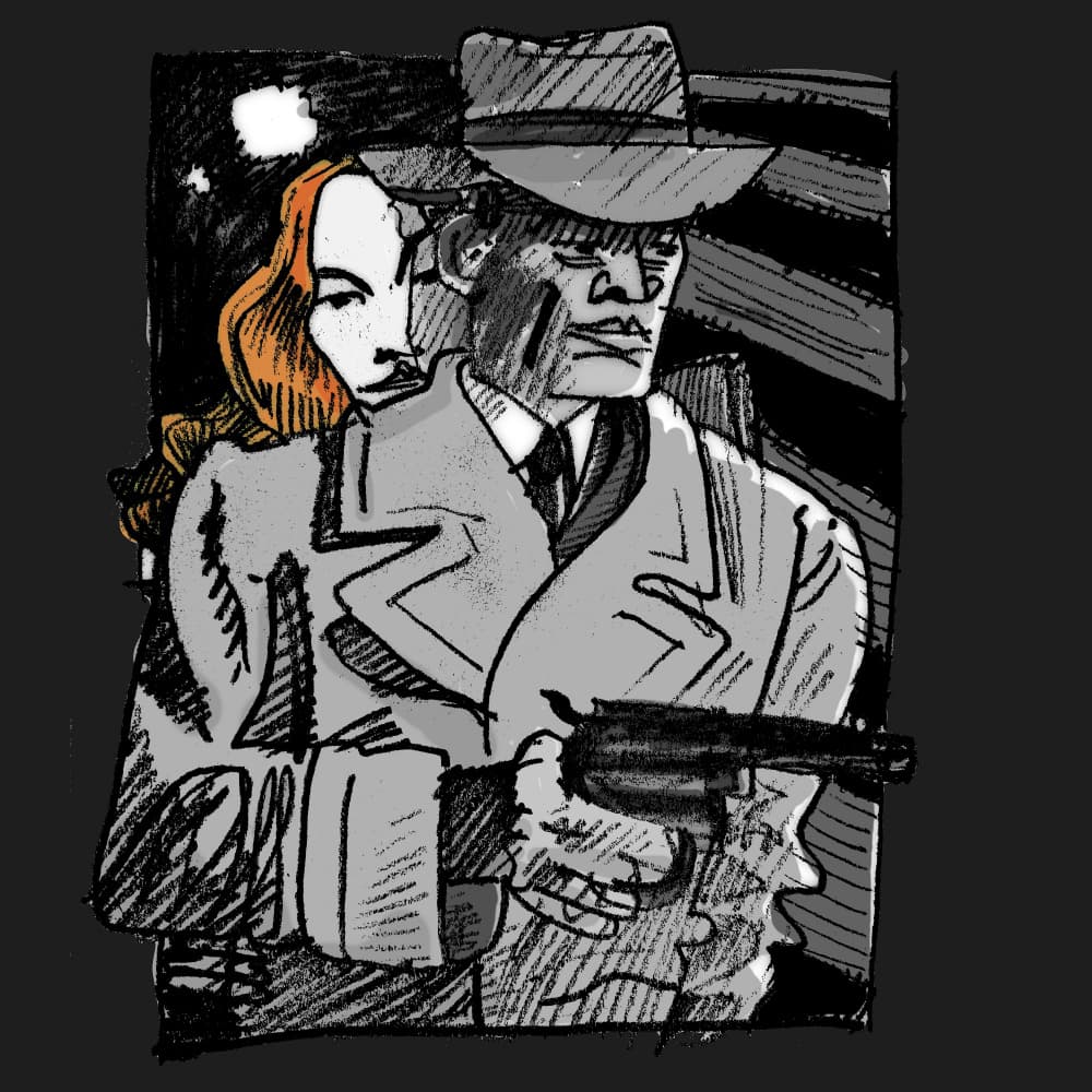 Noir Couple With Gun by Steve Spencer — canvas wall art