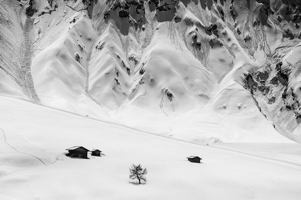 Snowy Mountain Cabins by swapnil deshpande — canvas wall art