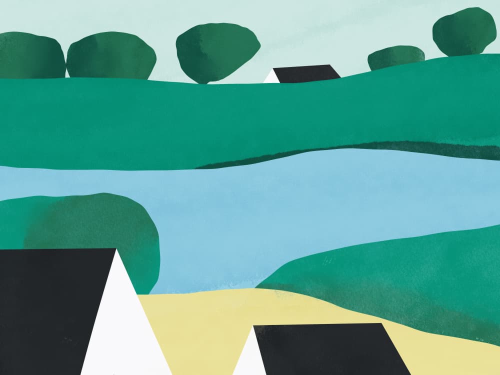 Minimalist River Landscape by Little Dean — canvas wall art