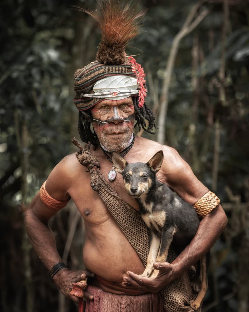 Indigenous Man and Dog by Tori E Bohn — canvas wall art