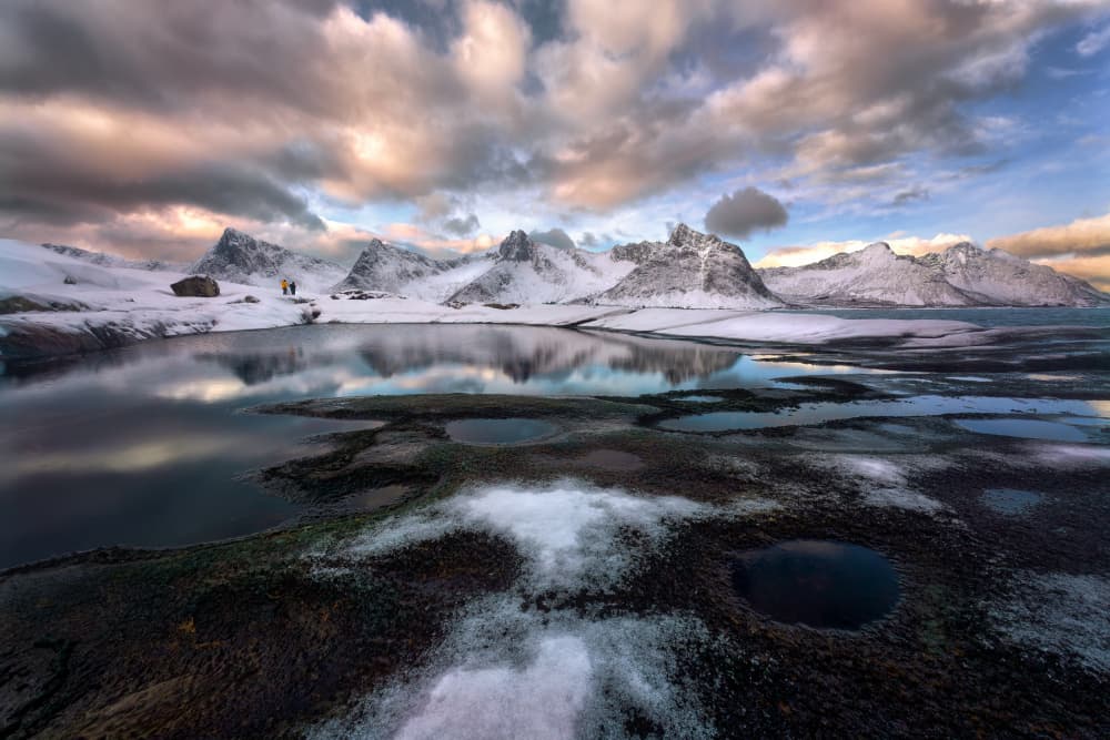 Dramatic Winter Peaks Reflection by Ricardo Gayan — canvas wall art