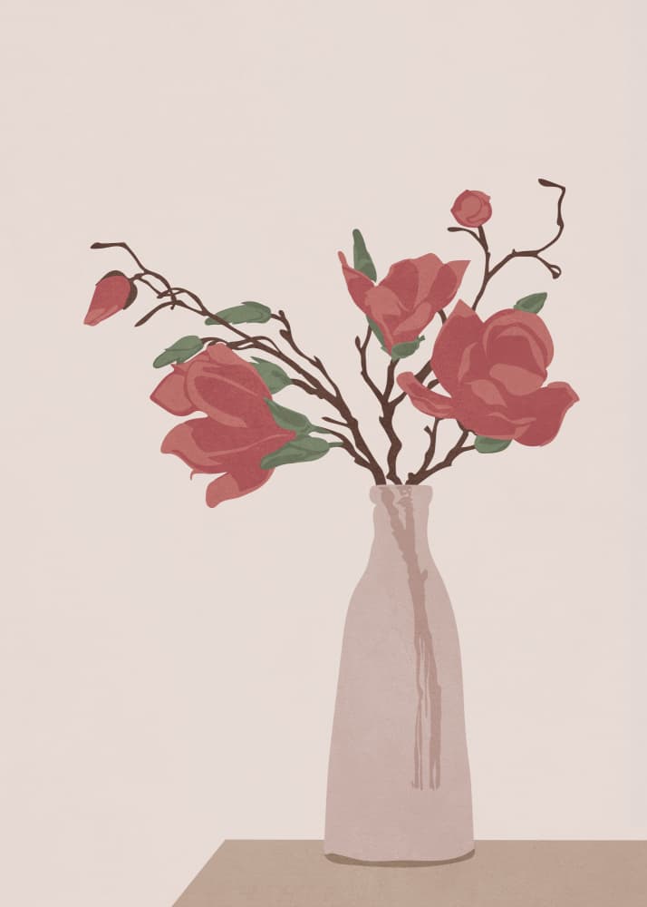 Elegant Magnolia Vase by Flow Line — canvas wall art
