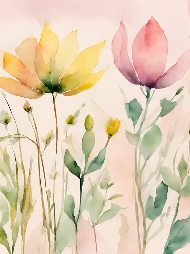 Soft Watercolor Flowers by Ohkimiko — canvas wall art