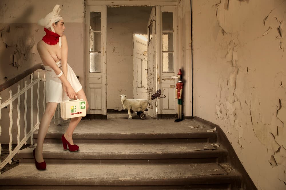 Surreal First Aid Encounter by Christine von Diepenbroek — canvas wall art