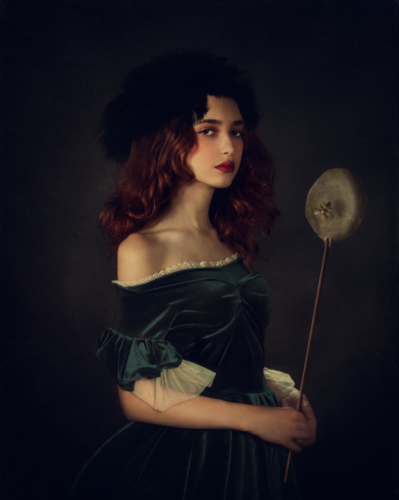 Velvet Woman with Poppy by Svetlana Melik-Nubarova — canvas wall art