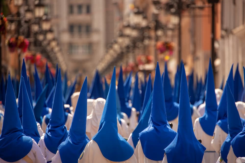 Blue Hooded Procession by TONY GORAN — canvas wall art