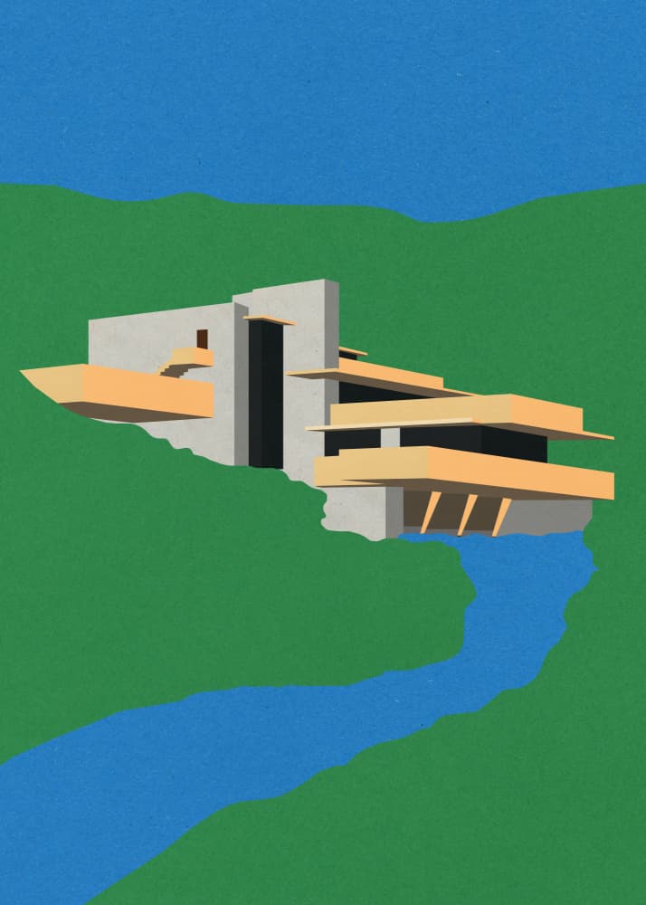 Frank Loyd Wright Falling Water by Rosi Feist — canvas wall art