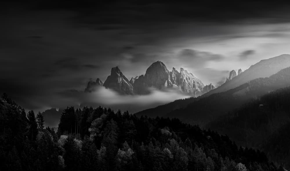 Misty Mountain Peaks by Bing Li — canvas wall art