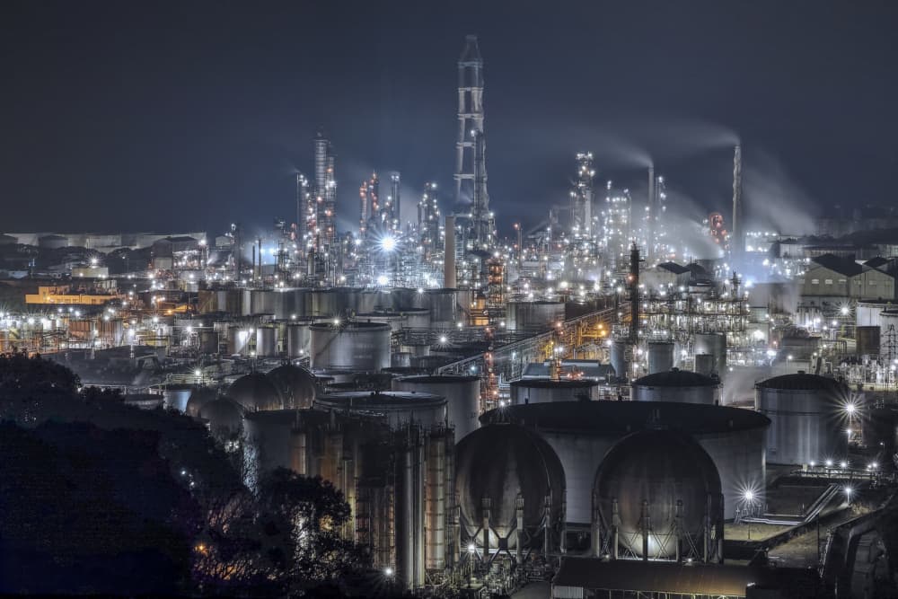 Industrial Night Glow by Tomoshi Hara — canvas wall art