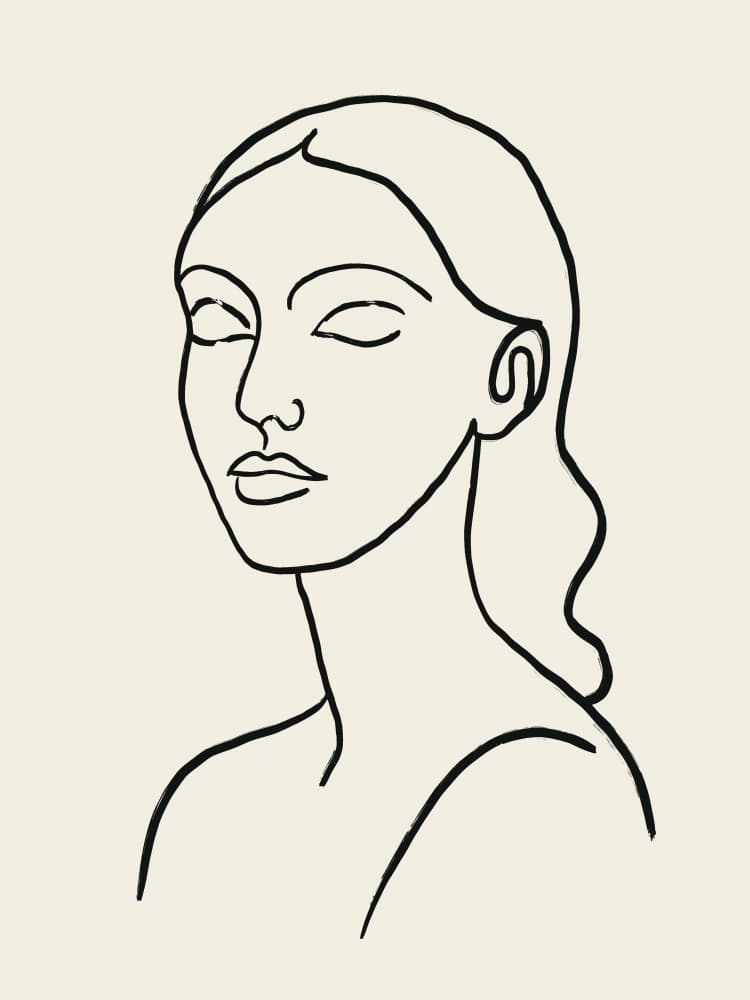 Serene Woman Line Art by Little Dean — canvas wall art