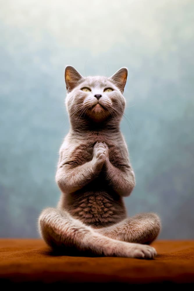 Meditating Zen Cat by Justyna Jaszke — canvas wall art