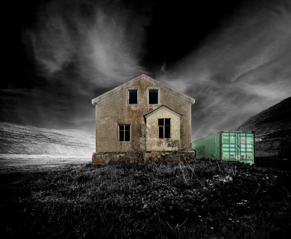 Eerie House Green Container by Erik Engström — canvas wall art